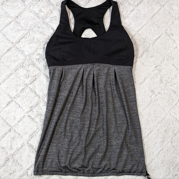 lululemon athletica Tops - Lululemon Tank Top Women's 6 Black Gray Run Your Heart Out Shelf Bra Mesh